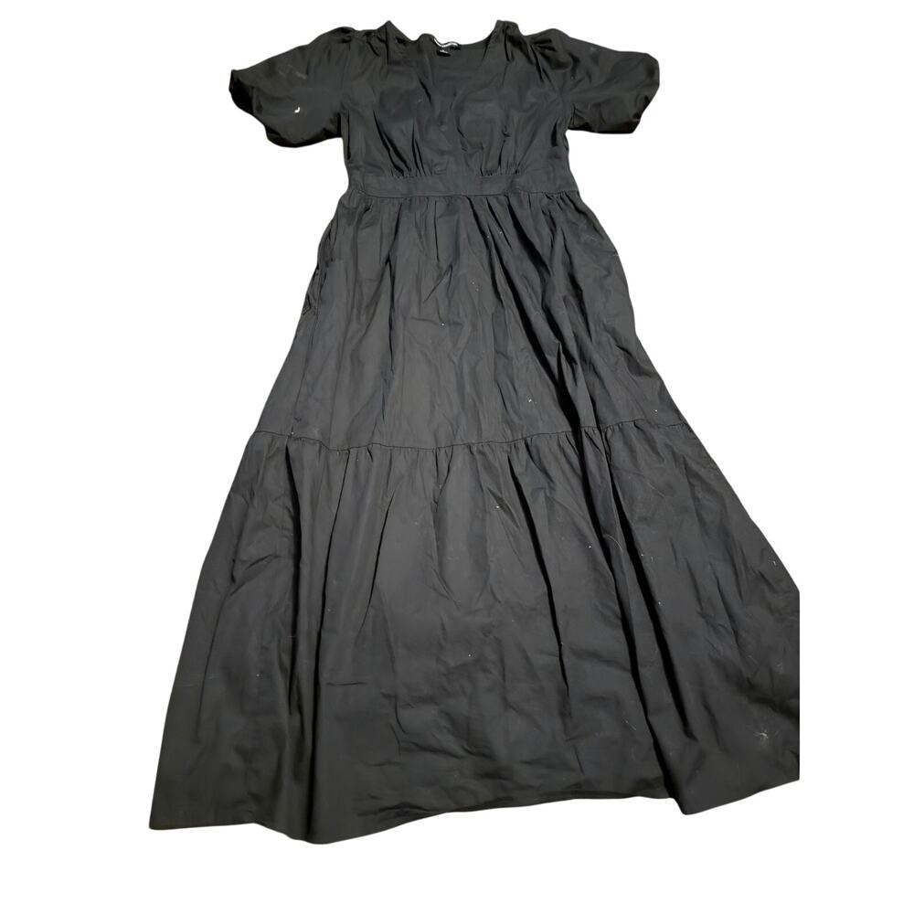 French Connection puff sleeve tiered cotton poplin dress size med
